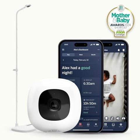 Nanit Pro Smart Baby Monitor And 2nd Gen Floor Stand - 1080P Wi-Fi Video And Sound Camera, Sleep Coach and Breathing Motion Tracker, 2-Way Audio, Real-Time Sleep Analytics