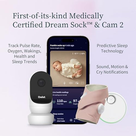 Owlet Dream Sock® - Smart Baby Monitor - Track Live Pulse (Heart) Rate, Oxygen in Infants - Mint