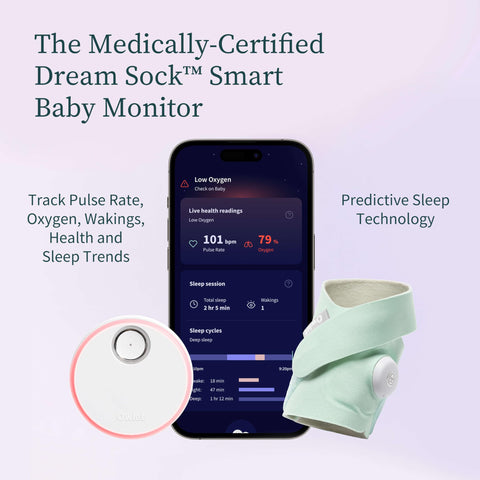 Owlet Dream Sock® - Smart Baby Monitor - Track Live Pulse (Heart) Rate, Oxygen in Infants - Mint