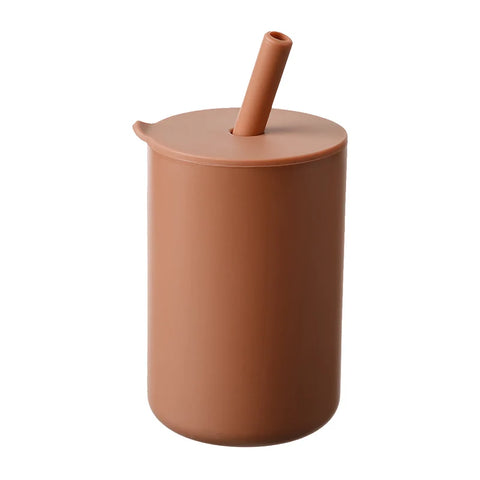 150ml Silicone Straw Cup Brown