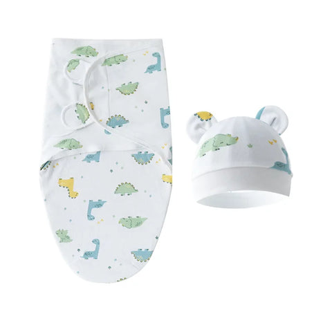 Themed Embrace Cotton Swaddle and Hat Set Dinosaur A set 50X70cm