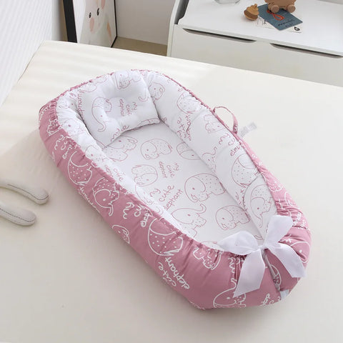 Soft Sleeping Nest Bed For Baby Pink Elephant