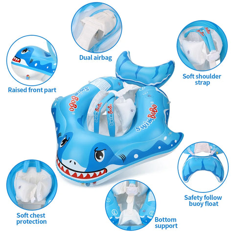 Inflatable Shark Shape Swimming Ring for Kids