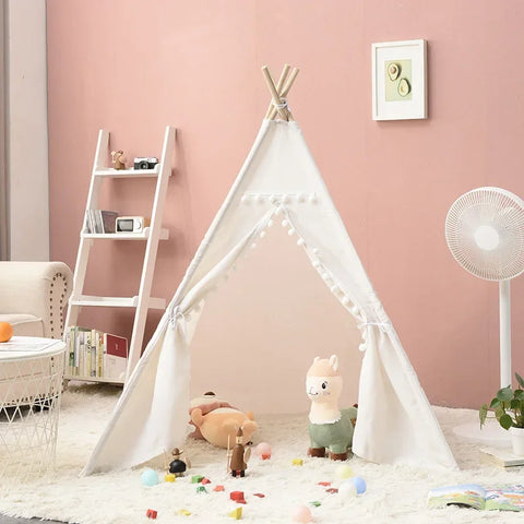 Portable Children Play Teepee Tent White