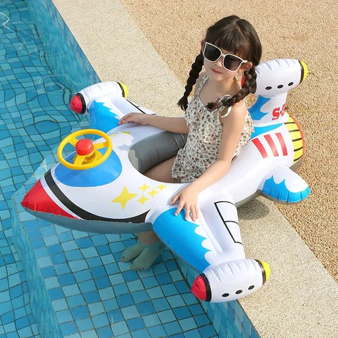 Inflatable Swimming Ring for Kids White Aircraft