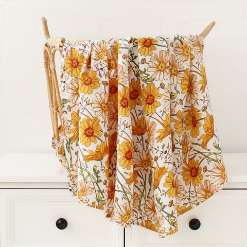 Organic Bamboo Cotton Patterned Baby Muslin/Blankets Sunflower