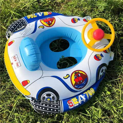 Inflatable Swimming Ring for Kids White Police Car