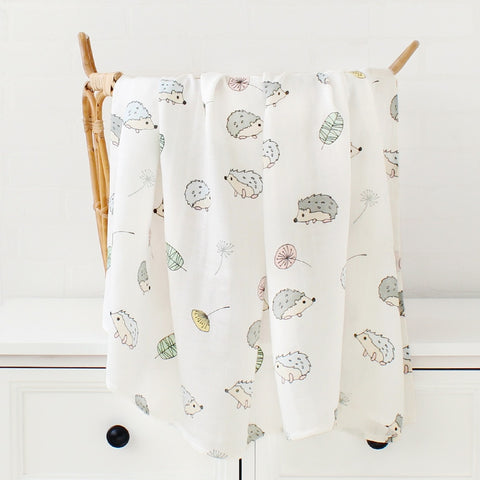 Organic Bamboo Cotton Patterned Baby Muslin/Blankets Hedgehog