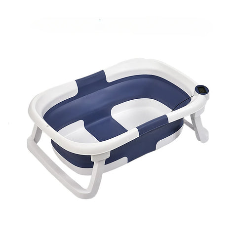 Portable Foldable Baby Bathtub with Thermometer Blue