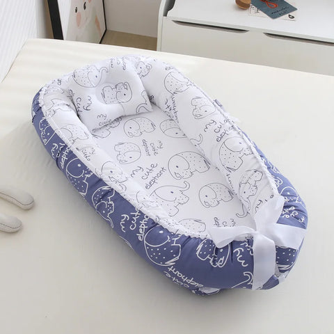 Soft Sleeping Nest Bed For Baby Blue Elephant