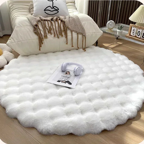 Nordic Round Carpet for Bedroom/Nursery White