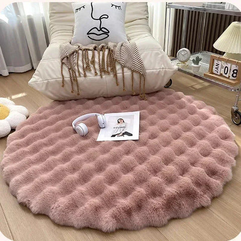 Nordic Round Carpet for Bedroom/Nursery Pink