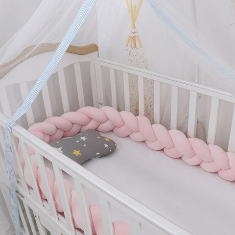 Baby Bed Bumper | Guess Braid Design | Cot Crib Protector Pink