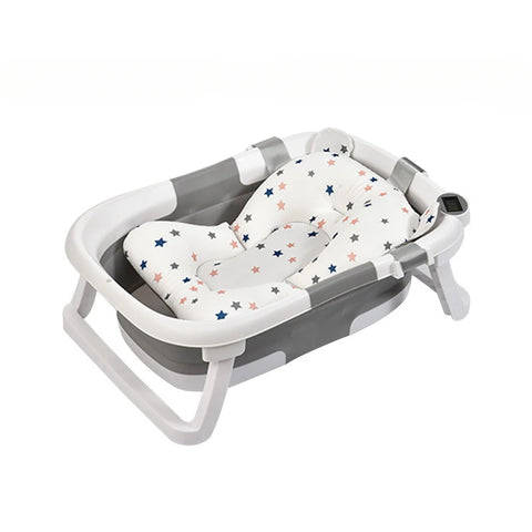 Portable Foldable Baby Bathtub with Thermometer Grey (with cushion)