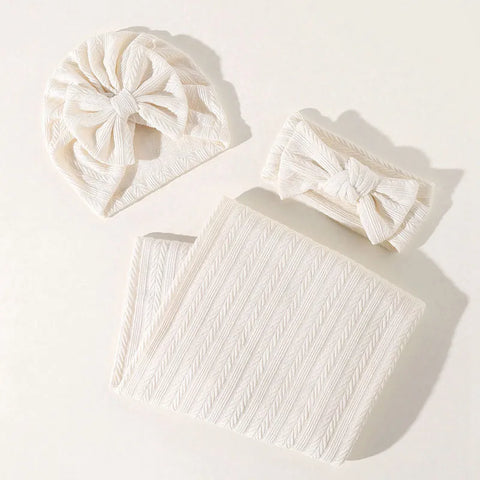 Baby Blanket And Hat Headband Set