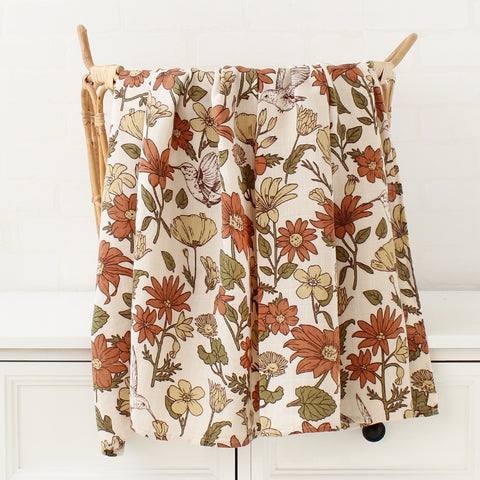 Organic Bamboo Cotton Patterned Baby Muslin/Blankets Wild Flowers