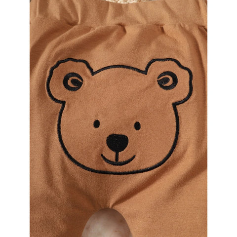 Bear Print Bodysuit With Pants Hat And Sock