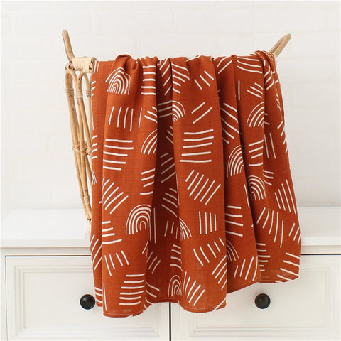 Organic Bamboo Cotton Patterned Baby Muslin/Blankets Wine Red Rainbow