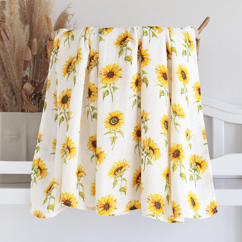 Organic Bamboo Cotton Patterned Baby Muslin/Blankets Sun/Floral