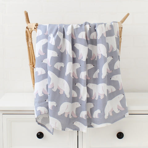 Organic Bamboo Cotton Patterned Baby Muslin/Blankets Polar Bear