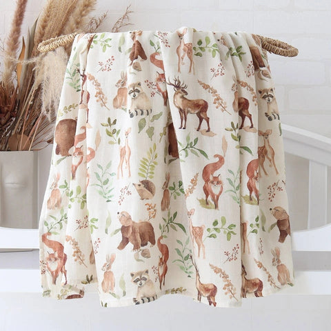 Organic Bamboo Cotton Patterned Baby Muslin/Blankets Deer