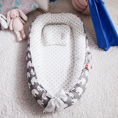 Soft Sleeping Nest Bed For Baby Grey Elephant