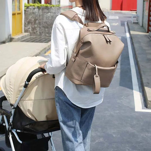 Multi-Functional Leather Diaper Bag