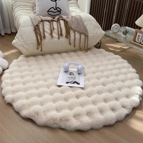 Nordic Round Carpet for Bedroom/Nursery Beige