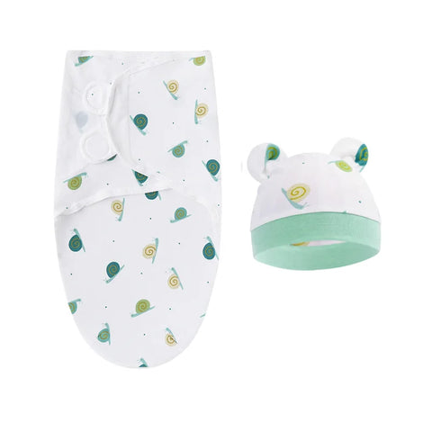 Themed Embrace Cotton Swaddle and Hat Set Snail set 50X70cm