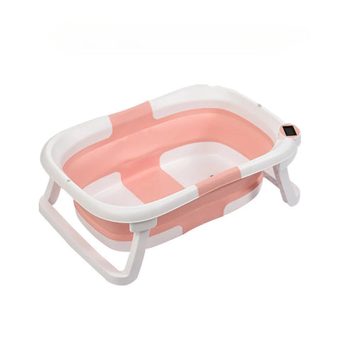 Portable Foldable Baby Bathtub with Thermometer Pink