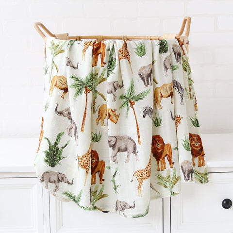 Organic Bamboo Cotton Patterned Baby Muslin/Blankets Animal