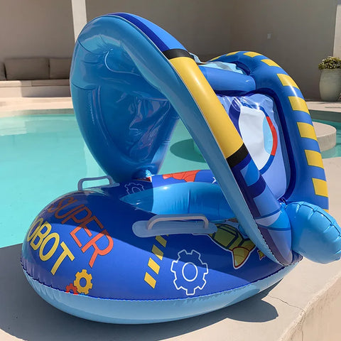 Inflatable Swimming Ring for Kids Blue Mecha