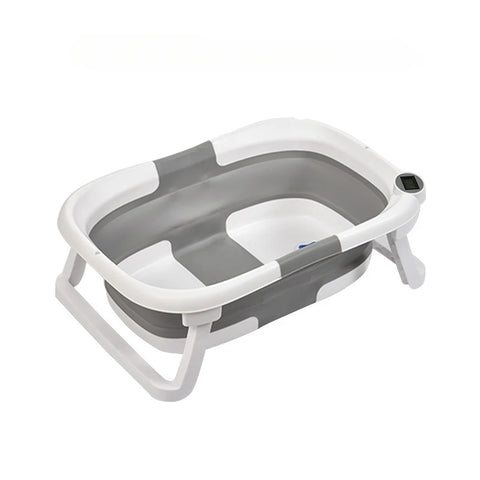 Portable Foldable Baby Bathtub with Thermometer Grey