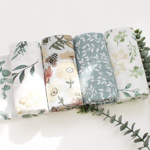 Organic Bamboo Cotton Patterned Baby Muslin/Blankets